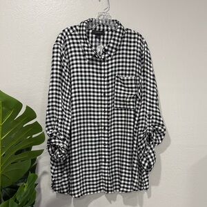 NWT Lane Bryant Black and White Gingham Blouse plus size 26/28